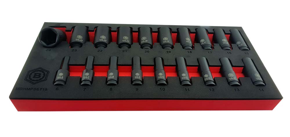 19PC 3/8" DRIVE DEEP HEXAGON / 6 POINT IMPACT SOCKET SET FROM BRITOOL HALLMARK