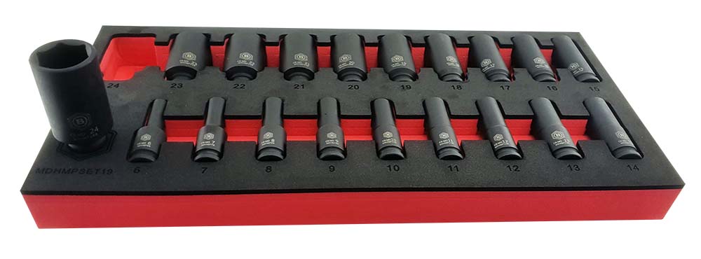 19PC 3/8" Drive Deep Hex 6-Point Impact Socket Set - Britool Hallmark
