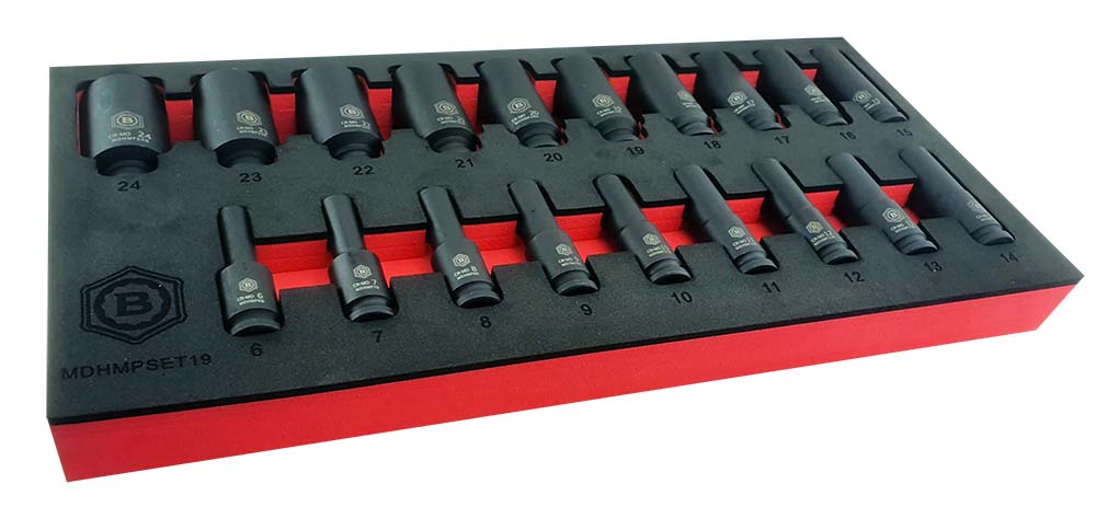 19PC 3/8" Drive Deep Hex 6-Point Impact Socket Set - Britool Hallmark
