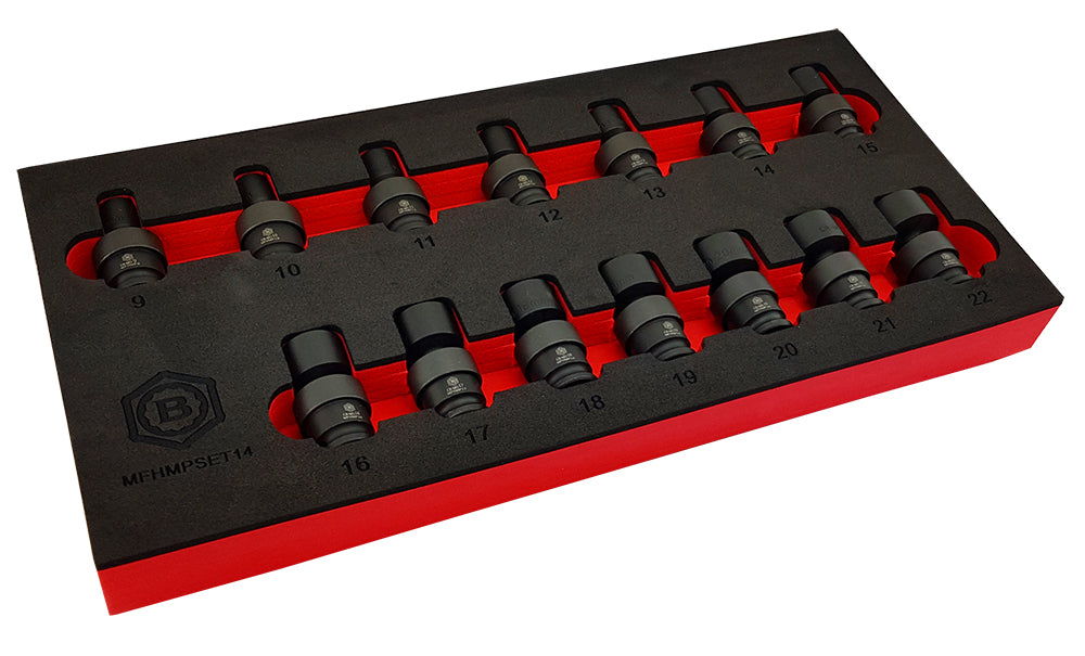 3/8" Dr Flexi Swivel Joint Impact Socket Set 9-22mm - Britool Hallmark
