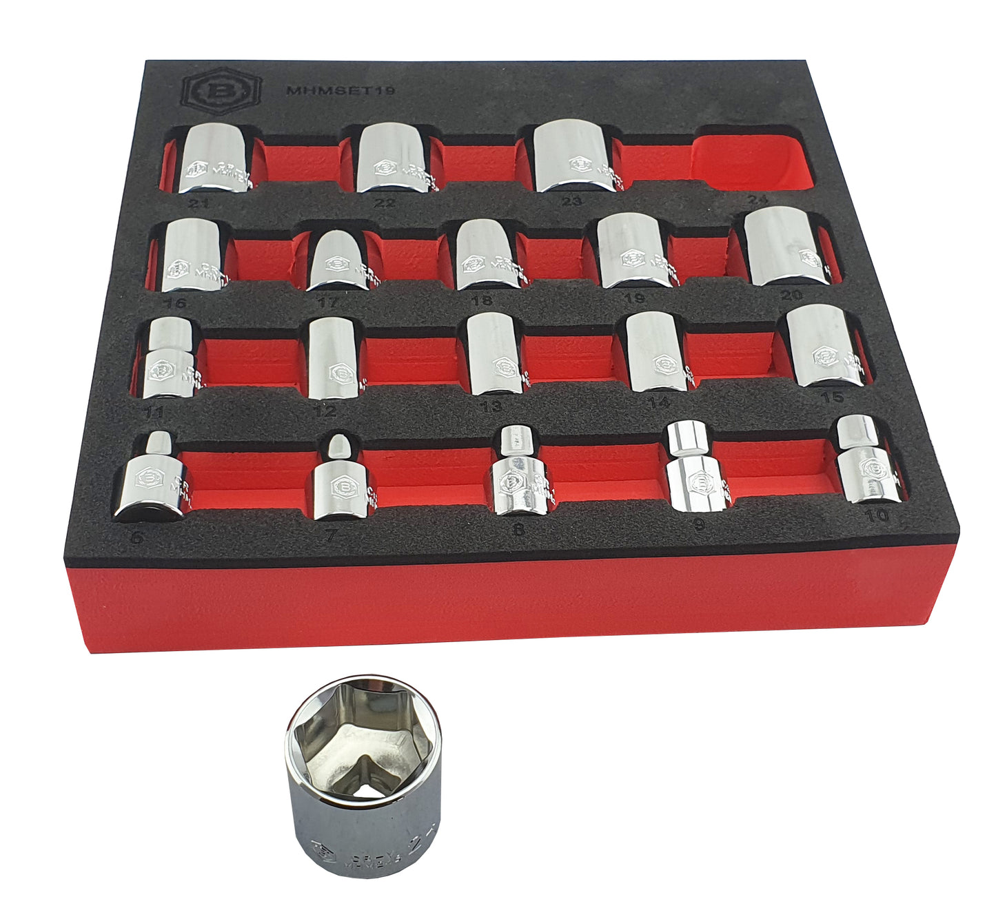 3/8" Drive Socket Set (6-Point), Sizes 8 To 24mm From Britool Hallmark