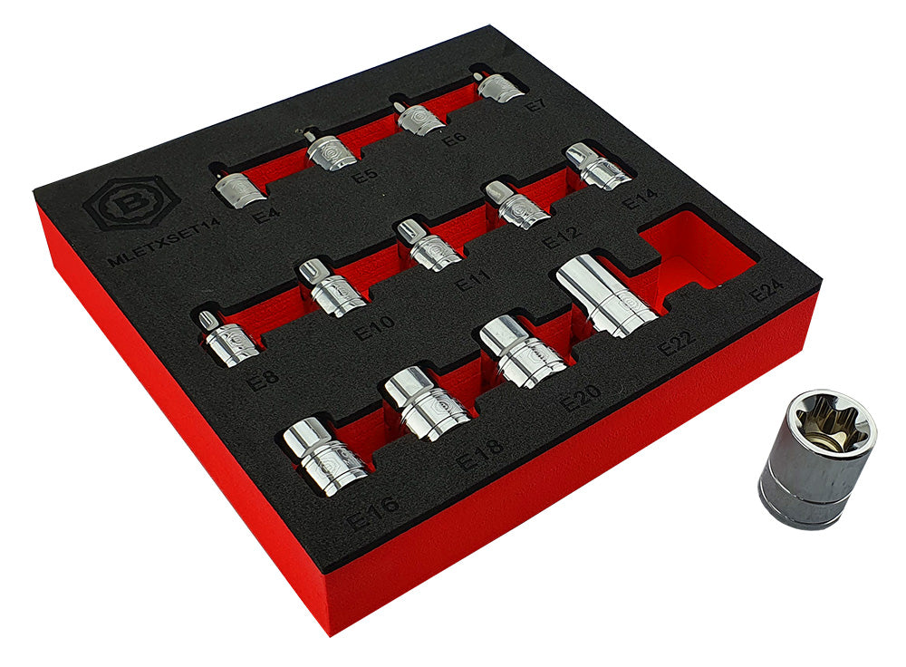 14Pc E-Torx/Star Socket Set E4-E24 - 3/8" & 1/2" Drive - Britool Hallmark