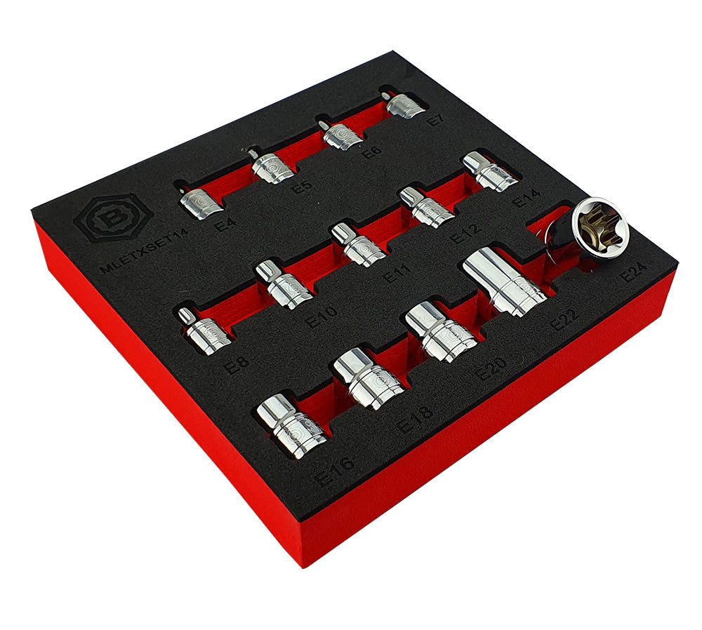 14Pc E-Torx/Star Socket Set E4-E24 - 3/8" & 1/2" Drive - Britool Hallmark