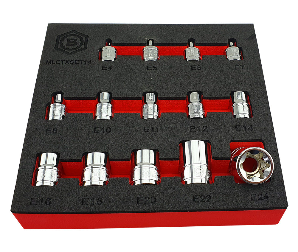 14Pc E-Torx/Star Socket Set E4-E24 - 3/8" & 1/2" Drive - Britool Hallmark