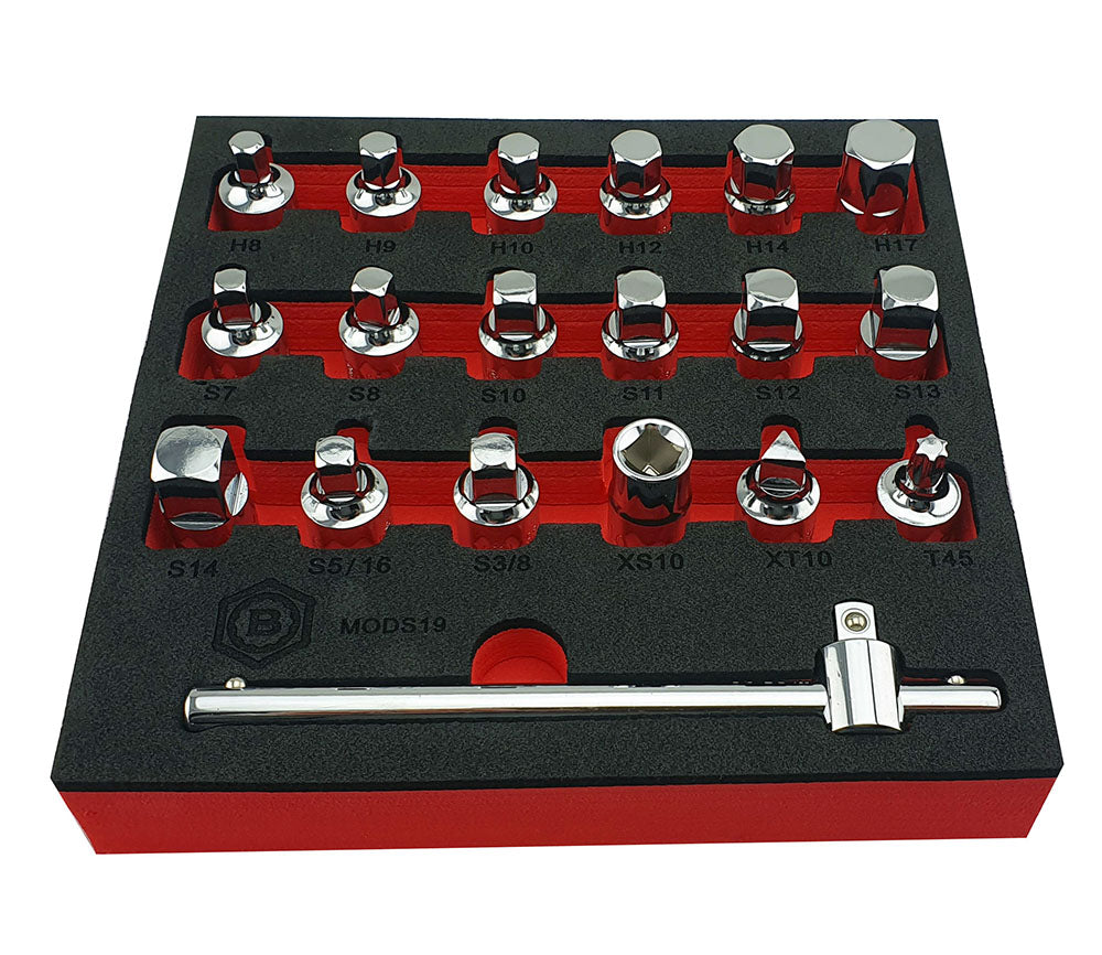 3/8" Drive 19Pc Oil Drain Plug Key Set - Britool Hallmark