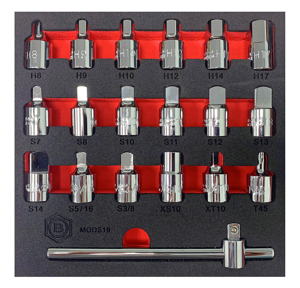 3/8" Drive 19Pc Oil Drain Plug Key Set - Britool Hallmark