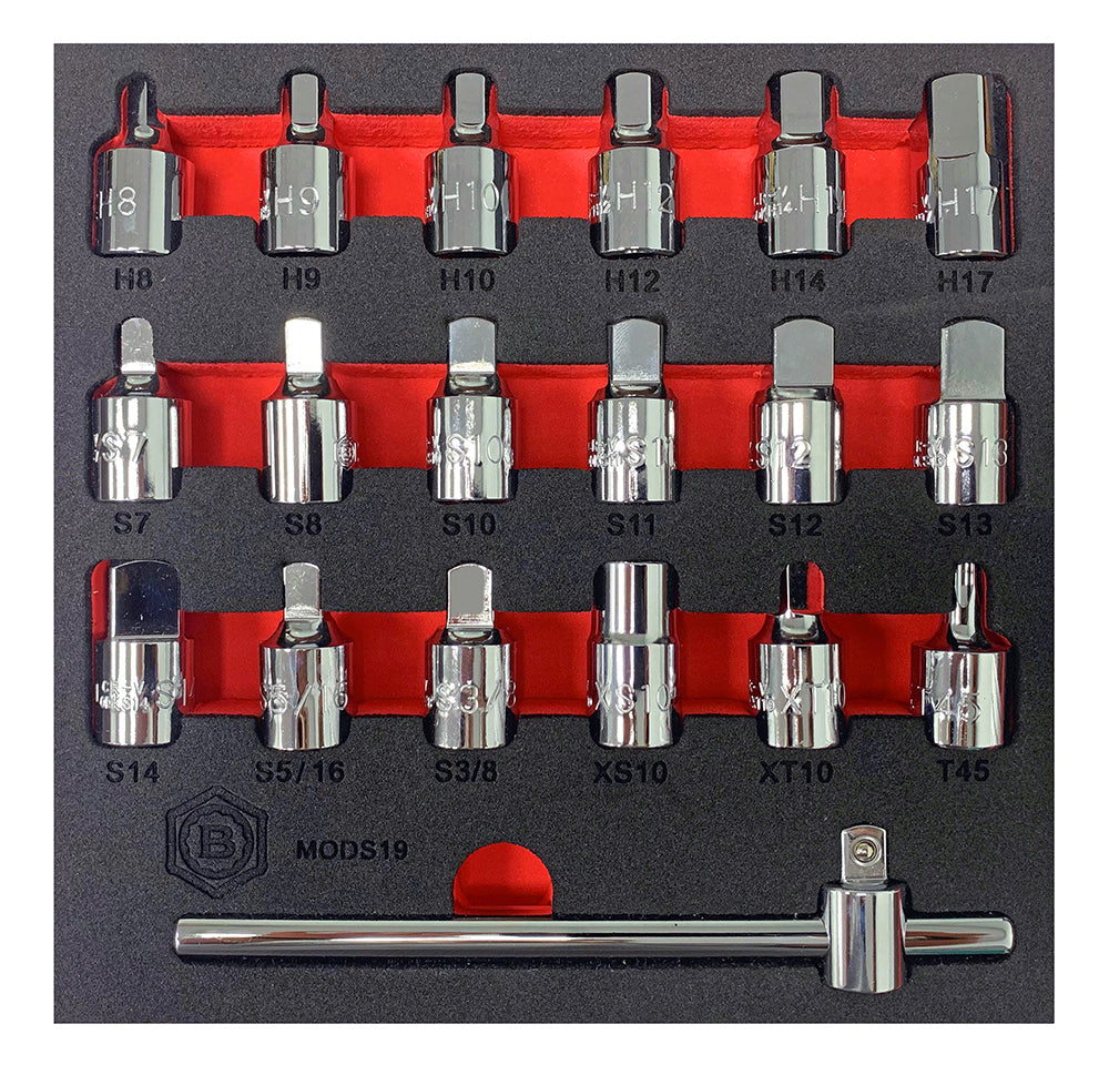 3/8" DRIVE 19PC OIL DRAIN PLUG KEY SET FROM BRITOOL HALLMARK