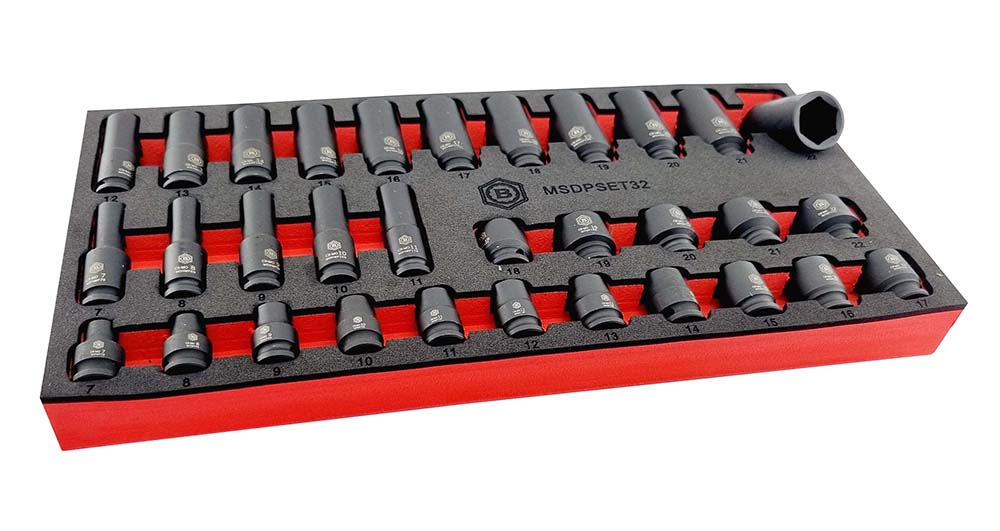 32Pc 3/8" Standard & Deep 6-Point Impact Socket Set By Britool Hallmark