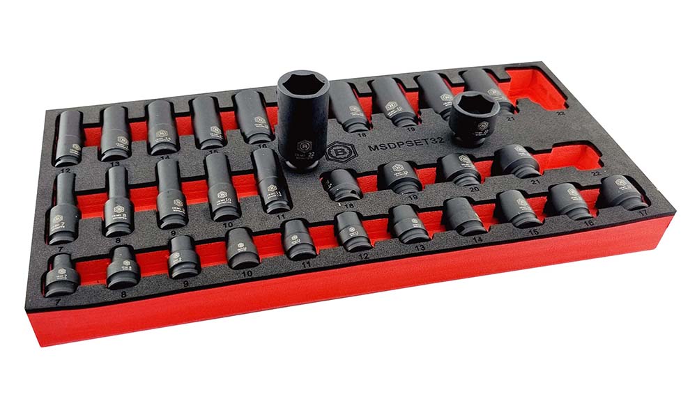 32Pc 3/8" Standard & Deep 6-Point Impact Socket Set By Britool Hallmark