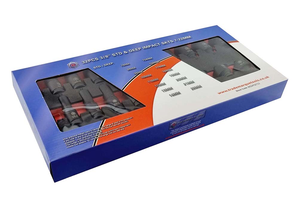 32Pc 3/8" Standard & Deep 6-Point Impact Socket Set By Britool Hallmark