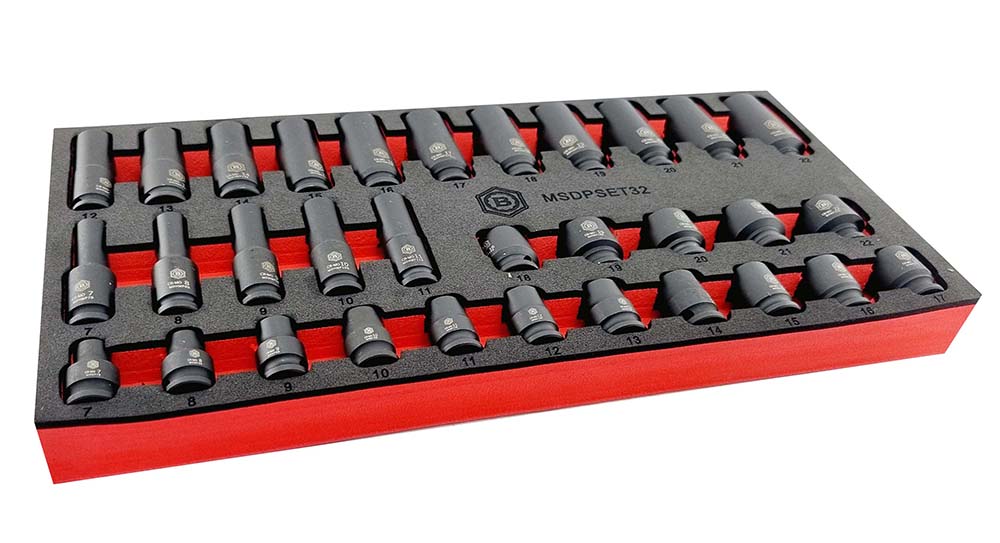 32Pc 3/8" Standard & Deep 6-Point Impact Socket Set By Britool Hallmark