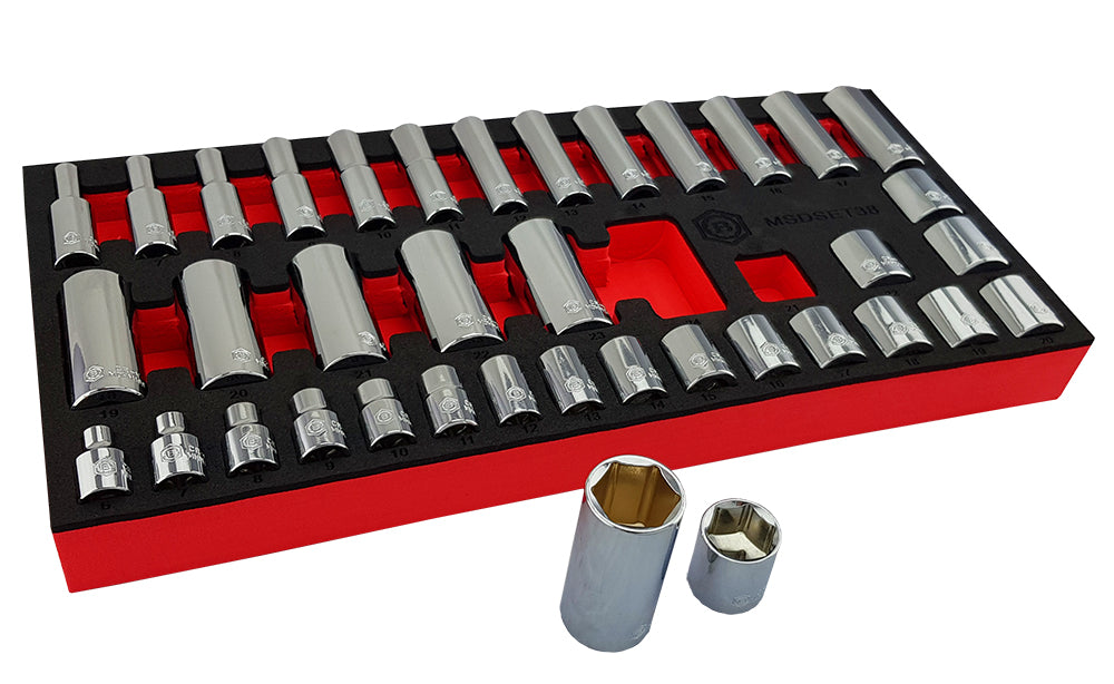 38PC 3/8" STANDARD & DEEP SOCKET SET (6 POINT) 6-24MM FROM BRITOOL HALLMARK