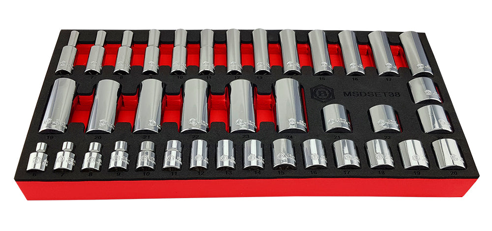 38Pc 3/8" Standard & Deep Socket Set (6 Point) 6-24mm From Britool Hallmark