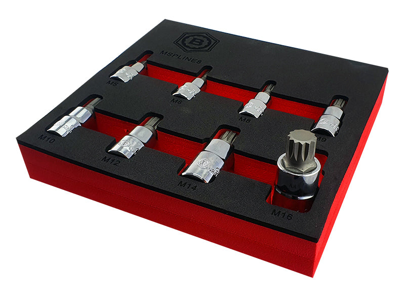 8Pc Spline / XZN Bit Socket Set, 3/8" & 1/2" Drive From Britool Hallmark