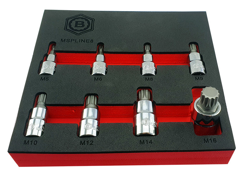 8Pc Spline / XZN Bit Socket Set, 3/8" & 1/2" Drive From Britool Hallmark