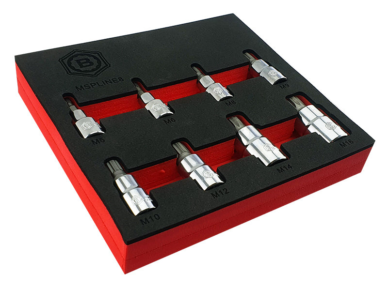 8Pc Spline / XZN Bit Socket Set, 3/8" & 1/2" Drive From Britool Hallmark