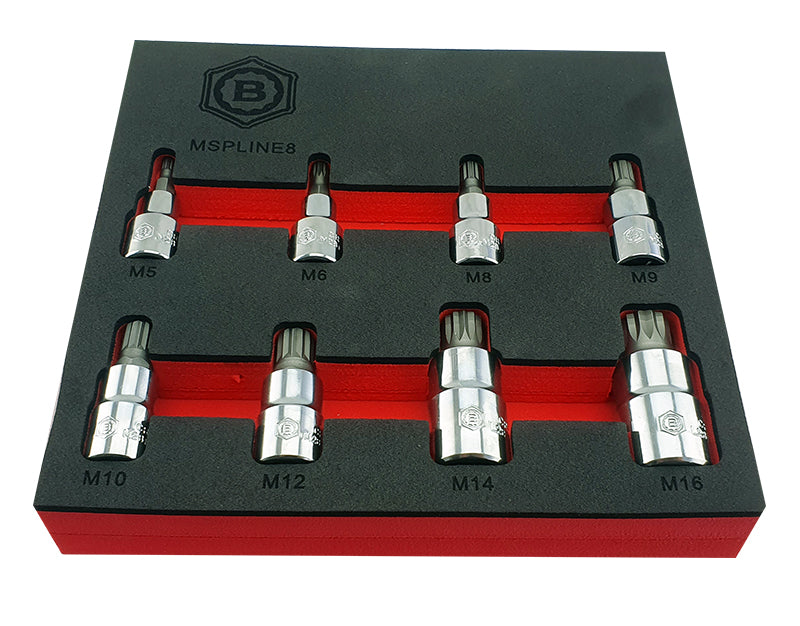 8Pc Spline / XZN Bit Socket Set, 3/8" & 1/2" Drive From Britool Hallmark