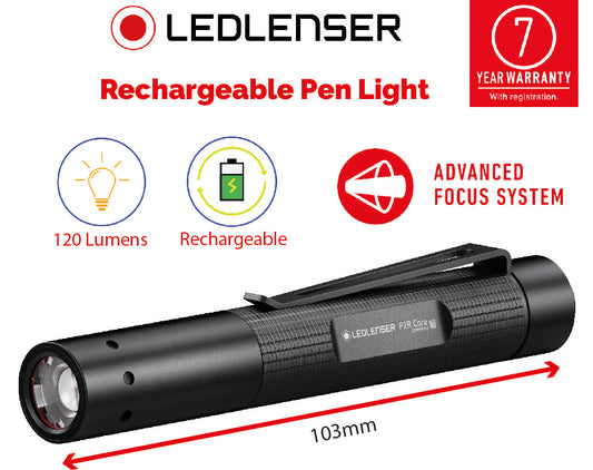 Ledlenser Powerful Led Rechargeable Pen Torch  (120 Lumens) 7 Year Warranty