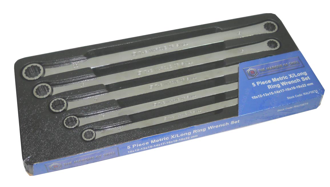 5Pc Extra-Long Flat Ring Spanner Set 10-22mm From Britool Hallmark