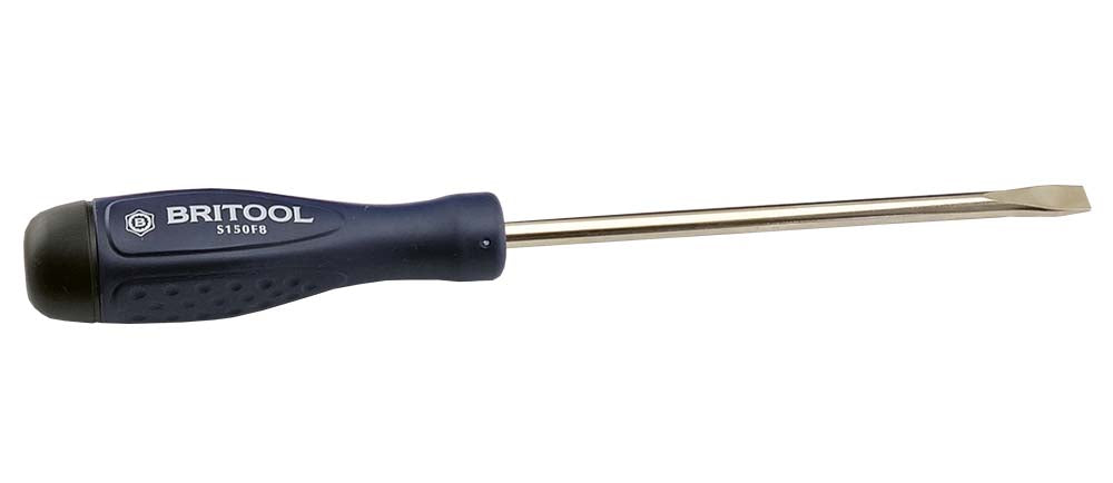 Britool Slotted Flat Blade Screwdriver With Flared Tip 8mm X 150mm