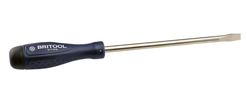 Britool Slotted Flat Blade Screwdriver With Flared Tip 8mm X 175mm