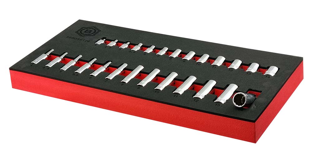26PC 1/4'' Dive Standard & Deep 12-Point Socket Set - Britool Hallmark