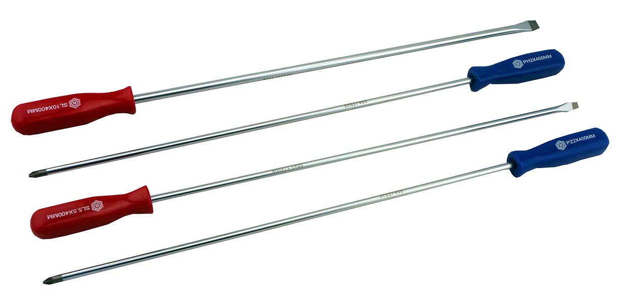 4Pc Extra Long Pozi, Phillips & Slotted Screwdriver Set From Britool Hallmark