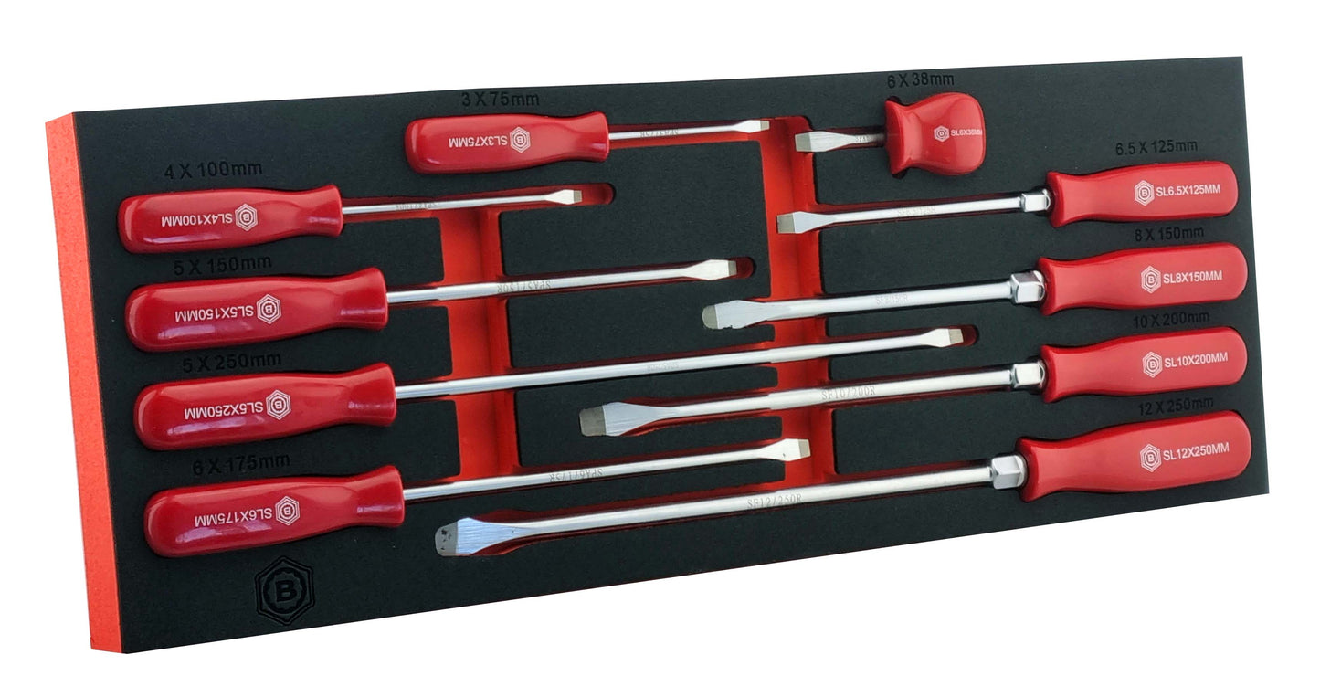 10PC SLOTTED & FLARED SCREWDRIVER SET MODULE FROM BRITOOL HALLMARK