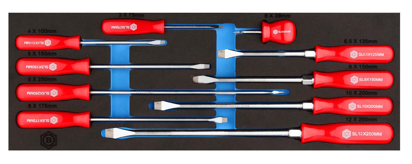 10PC SLOTTED & FLARED SCREWDRIVER SET MODULE FROM BRITOOL HALLMARK