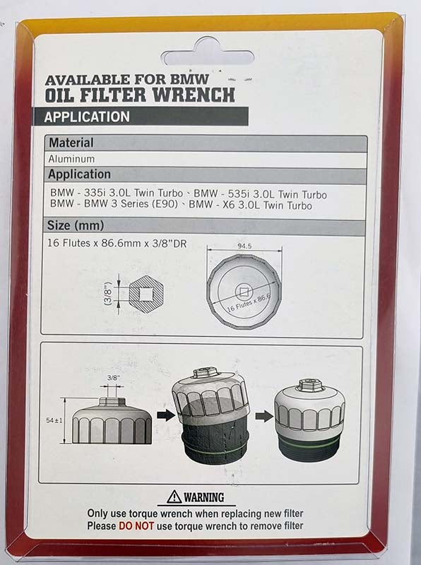 OIL FILTER REMOVER / WRENCH FOR BMW FROM CUSTOR TOOLS