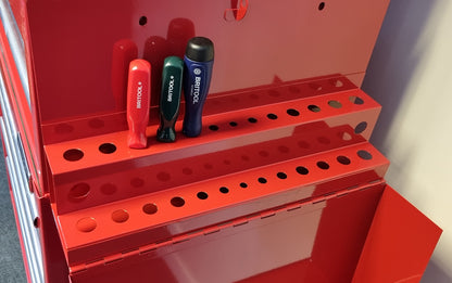 LOCKABLE SCREWDRIVER HOLDER FOR THE SIDE OF A TOOL BOX