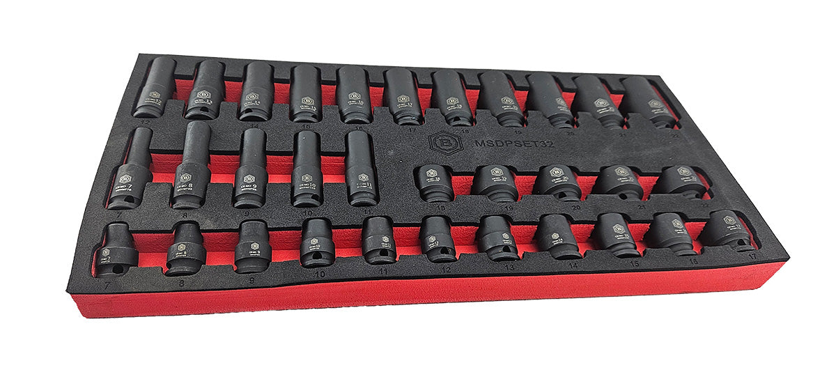 Britool 32Pc 3/8" Standard & Deep 6-Point Impact Socket Set (damaged packaging)