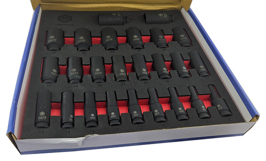 Britool 25Pc 1/2" Dr. Deep Impact 12-Point Socket Set 8-36mm - damaged packaging
