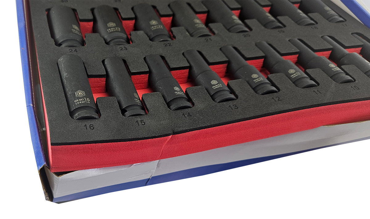 Britool 25Pc 1/2" Dr. Deep Impact 12-Point Socket Set 8-36mm - damaged packaging