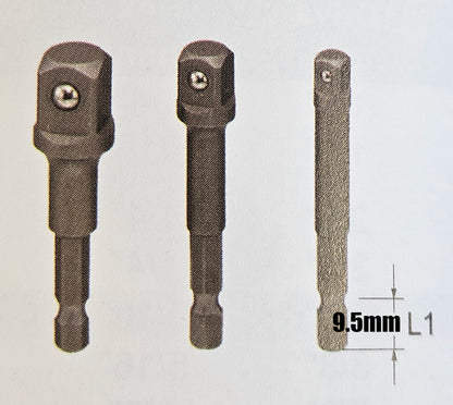 3Pc 1/4", 3/8" & 1/2" Nut Spinner Set (For Electric Drills) Genius Tools
