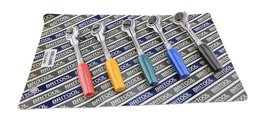 Britool 1/4" drive swivel head ratchets pack of 5 with colour handles. 