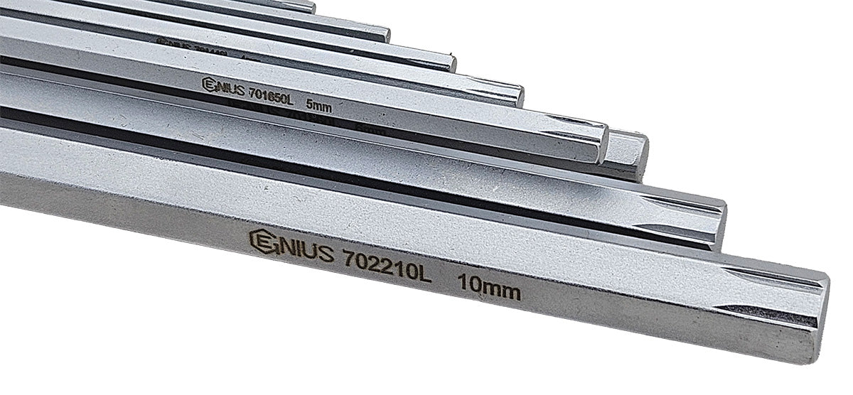 Genius Tools Hex Key Wrench Set 9 Piece Metric Long Anti-Slip Design