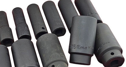 16 Piece 1/2" Drive AF Deep Impact Socket Set In Case From Genius Tools