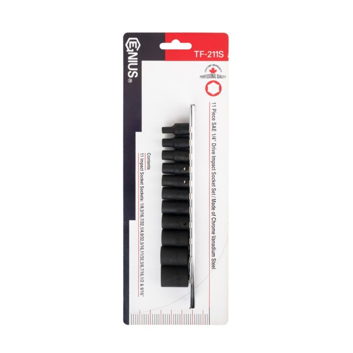 Genius Tools 11 Piece AF Impact Socket Set 1/4" Drive TF-211S