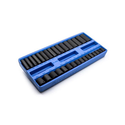 32 Piece Standard & Deep 3/8" Dr. Impact Socket Set 7-22mm Genius Tools TF-332M