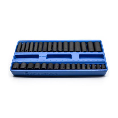 32 Piece Standard & Deep 3/8" Dr. Impact Socket Set 7-22mm Genius Tools TF-332M