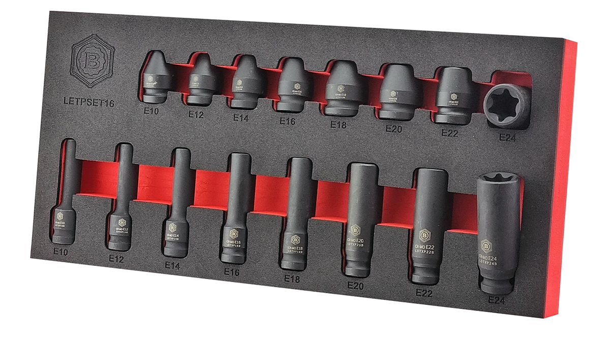 1/2" Drive 6-Point Standard Impact Socket Set 8-36mm + E-Torx Impact Set E10-E24