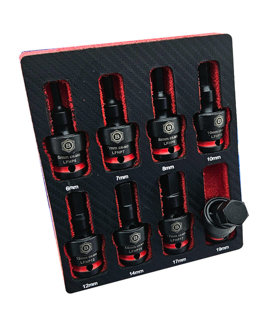 8Pc 1/2" Flexi Impact Hex Bit Socket Set 6-19mm From Britool Hallmark