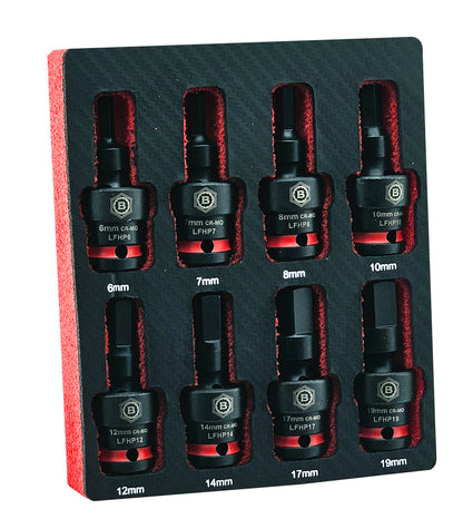 8Pc 1/2" Flexi Impact Hex Bit Socket Set 6-19mm From Britool Hallmark