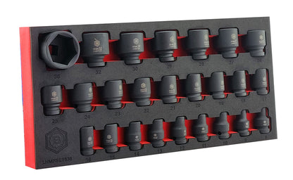 1/2" Drive 6-Point Standard Impact Socket Set 8-36mm + E-Torx Impact Set E10-E24