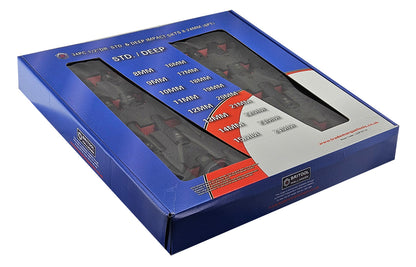 Britool Hallmark Impact Socket Set, 8-24mm - 34Pc 1/2" Drive Standard & Deep 6-Point