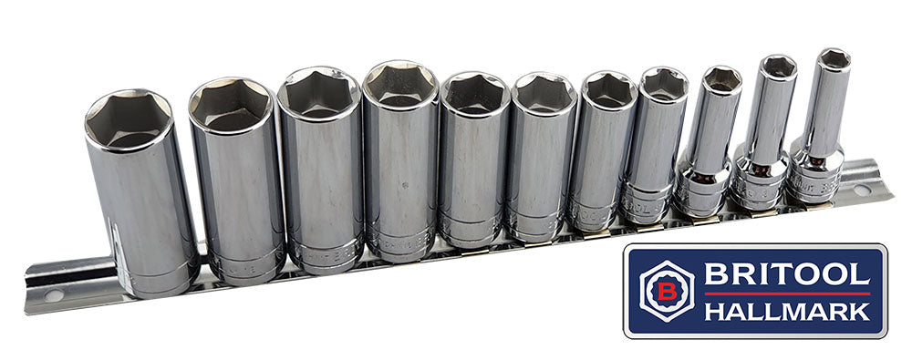 Britool 3/8" Drive Deep 6-Point Socket Set 7-19mm