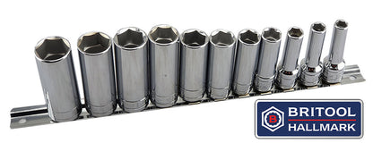 Britool 3/8" Drive Deep 6-Point Socket Set 7-19mm