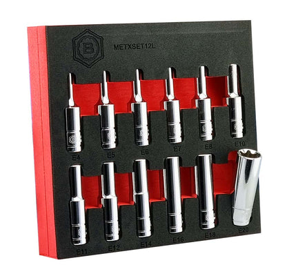 1/4" & 3/8" E-Torx Socket Sets, Includes Standard & Deep Sizes E4-E20 - Britool Hallmark