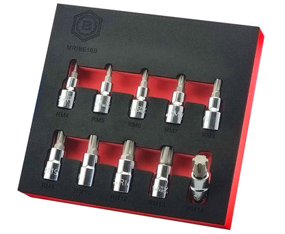8Pc Spline Bit Socket Set + 10pc Ribe Bit Socket Set - Britool Hallmark